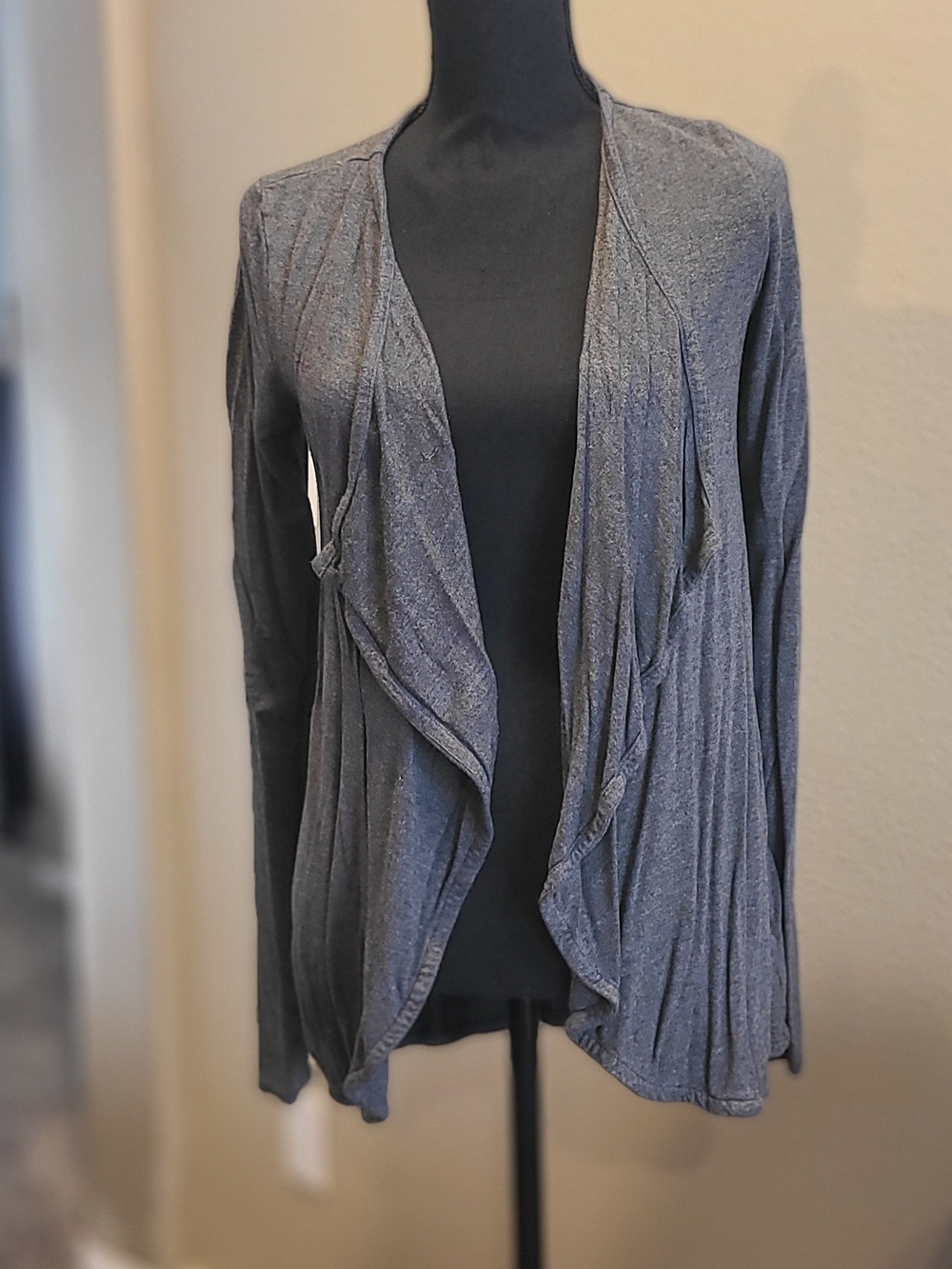 MPG Women's Draped Open-Front Cardigan - Gray